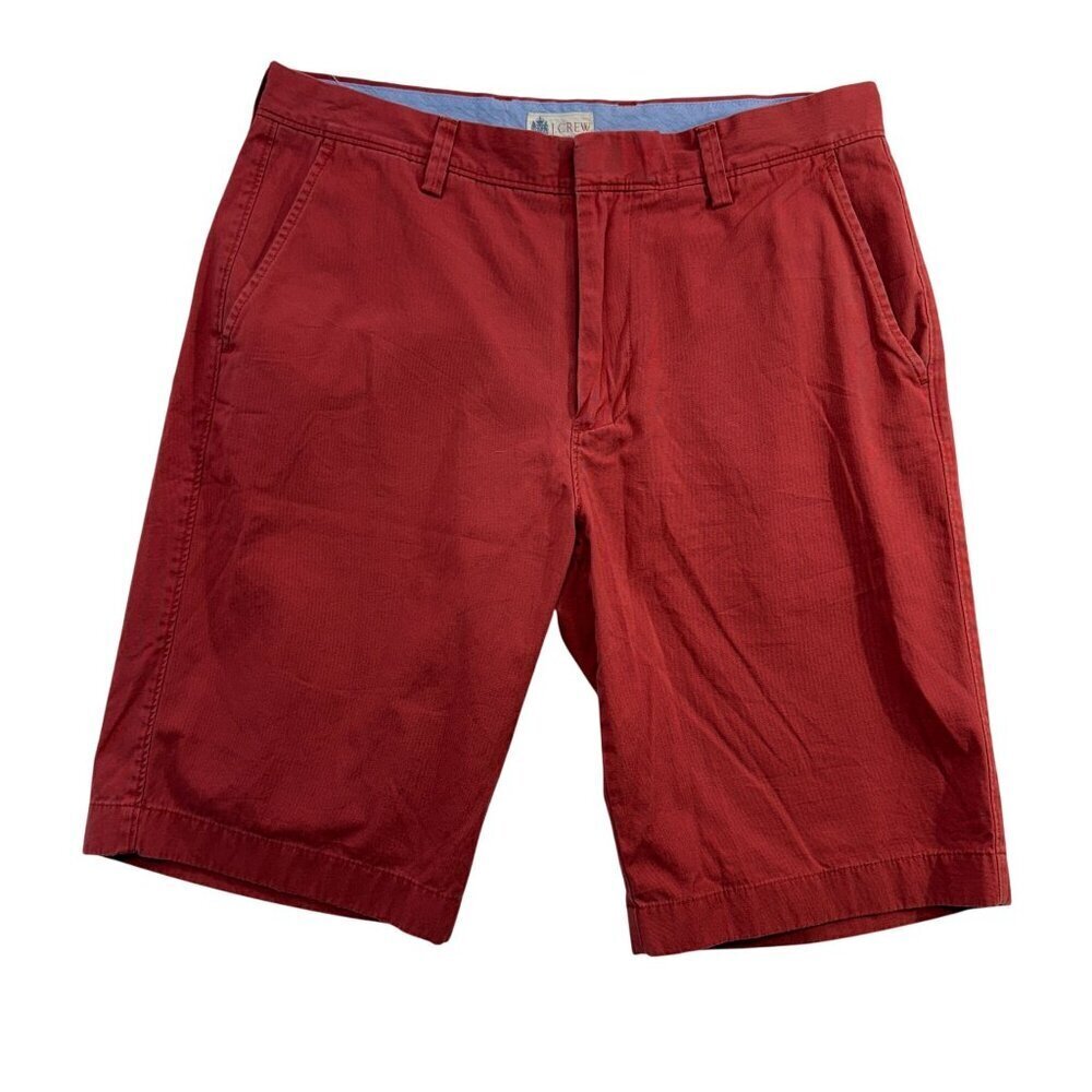 J.Crew Bermuda Chino Shorts Cotton Preppy Casual Travel Burnt Red‎ Size 32 x 11"